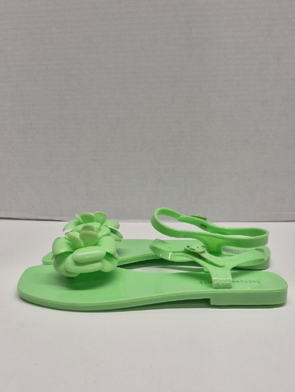 Jeffrey Campbell Fleurisse Sandals Jelly Flats Ankle Strap 3D Floral Green 9